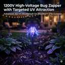 Solar Bug Zapper Outdoor Waterproof Mosquito Repellent Outdoor Patio Mosquito Trap & Killer for Moths, Gnats, Flies, Small Flying Insect, Solar Powered Fly Zapper for Backyard, Garden, Patio,4 Pack