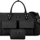 Garment Bag for Travel With Toiletry Bag Convertible Carry On Weekender Bag Large Travel Duffel Bags for Women 2 in 1 Hanging Suitcase Suit Travel Bags for Women & Men 3pcs Set (G-Black) (A1-black)
