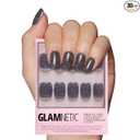 Glamnetic Press On Nails - Cosmic | Semi-Transparent Sparkly Black Short Squoval Fake Nails with a Glossy Finish, Salon Quality | 15 Sizes - 30 Nail Kit with Glue