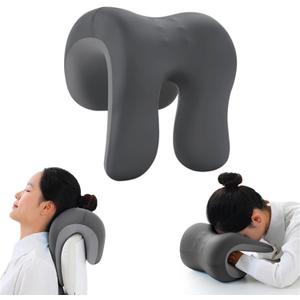chislim Neck Support for Office Chair,Memory Foam Desk Pillow for Napping,Washable Cover,Fits Most Office Chair (Grey)