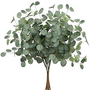 Palonu 6Pcs 24 Inch Artificial Eucalyptus Leaves, Faux Eucalyptus Leaf Branch, Fake Green Foliage Artificial Plants Greenery for Flower Arrangement Home Wedding Party Indoor Decoration