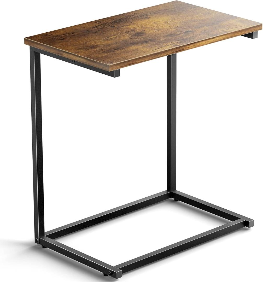 Pipishell C Shaped End Table 27 inches High, Side Table for Couch Slide Under, C Table Sofa Side End Table for Living Room (11.8D x 19.7W x 27.2H in, Rustic Brown)