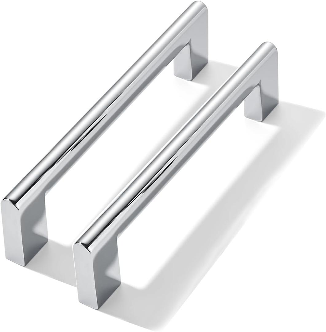 10 Pack 5 Inch Hole Center Polished Chrome Cabinet pulls Heavy Duty Solid Hardware for bathrooms Dressing Tables cabinets and Kitchen cabinets.
