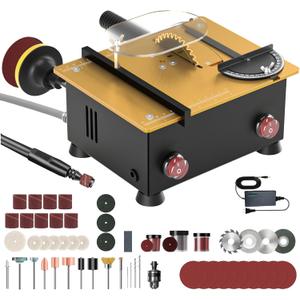 Mini Table Saw for Crafts[Dual 795 Motors & Switches] Max 200W/12,000RPM/26mm Adjustable Height Table Saw with Accessories.Gift for Men and Women's Creating Handmade Gifts,Exploring Hobbies,Models (Champagne Gold)