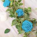 N&T NIETING Artificial Flowers 50pcs Real Looking Blue Foam Fake Roses with Stems for DIY Wedding Bouquets White Bridal Shower Centerpieces Arrangements Party Tables Decorations