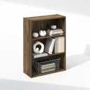 Furinno Simple Book Shelf, 3-Tier Bookshelf, Storage Shelves Bookcase, 9.7 x 23.7 x 31.5, for Living Room, Bedroom, Home Office, Columbia Walnut, 3-Tier, Standard