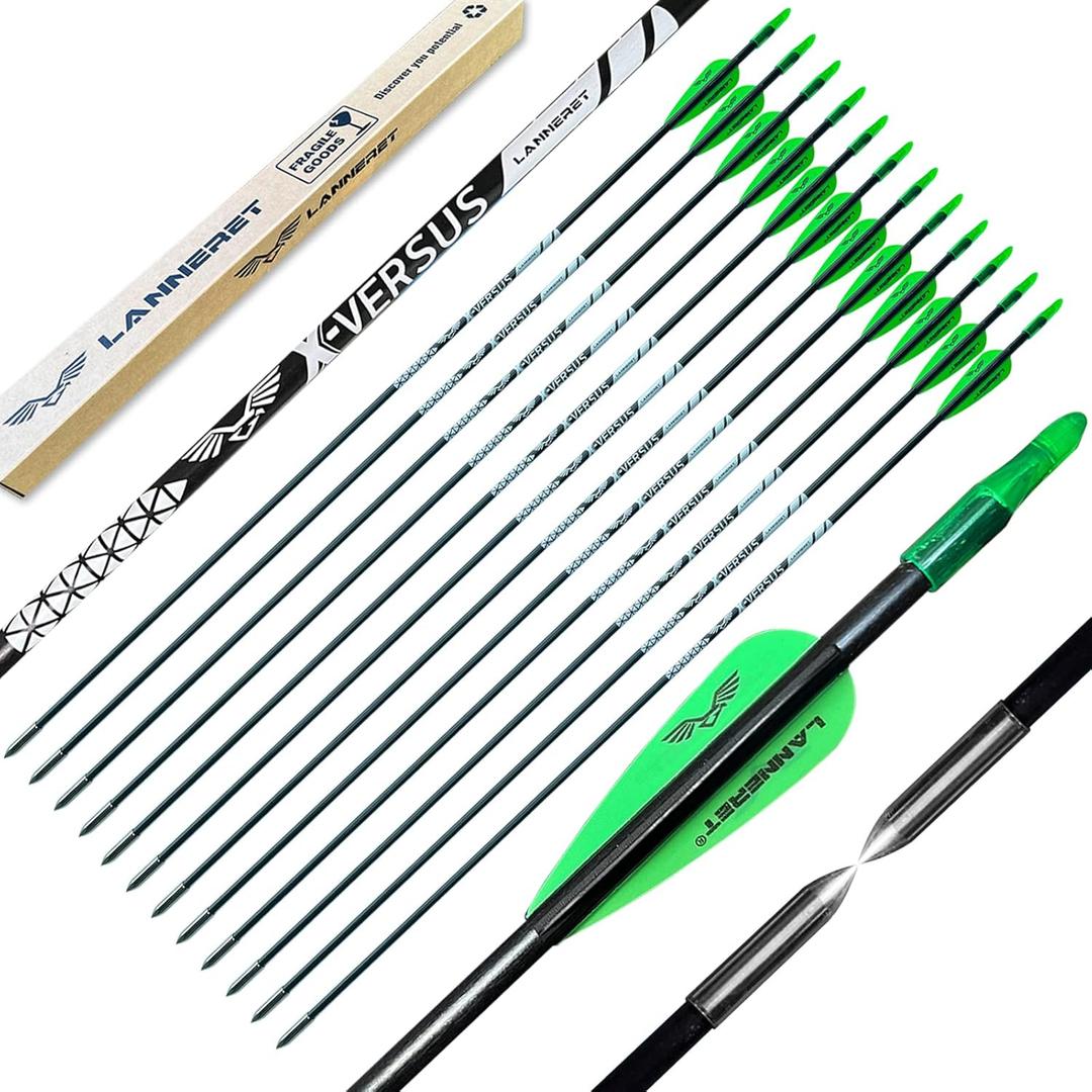 Lanneret Archery Practice Target Arrows for Kids Youth or Beginners, 28inch Fiberglass Arrows for Compound & Recurve Bow (Pack of 12) Green Lanneret Archery Practice Target Arrows for Kids Youth or Beginners, 28inch Fiberglass Arrows for Compound & Recurve Bow (Pack of 12) Green