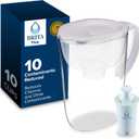 Brita 10 Cup Water Filter Pitcher, Reduces Chlorine, Mercury, Cadmium, Copper and More, Includes 1 Brita Plus Filter, BPA Free, Clear