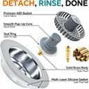 Solid Brass Body 3-in-1 Kitchen Sink Drain Strainer & Stopper, Heavy Duty Pop Up Plug Assembly with 2 Baskets, Anti-Clog Replacement for US Standard 3-1/2 Inch Drains, Rust-Proof Silver