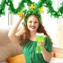 33FT Glitter St.Patrick's Day Tinsel Garland Decorations Green Shamrock Clover Metallic Twist Garland for St Patricks Day Irish Festival Party Tree Mantle Office Parade Floats Ornaments