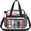 Clear Bag for Stadium Events 12x12x6, Clear Bag Clear Tote Bag with Reinforced Straps for Sporting Events Travel (Black)