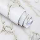Pack of 2 Ekmxmax White Marble Peel and Stick Wallpaper Granite Countertop Contact Paper 16"×118", White with Green Textured Self Adhesive Waterproof Glossy Removable PVC for Renter Furniture Cabinet Table