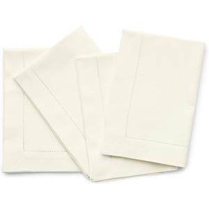 Solino Home Ivory Napkins Set of 4 - Cotton Linen Hemstitch Dinner Napkins Cloth 20 x 20 Inch for Summer - Handcrafted and Machine Washable