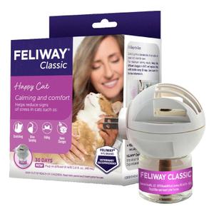 FELIWAY Classic 30 Day Cat Calming Plug In Pheromone Diffuser Starter Kit, 48ml - Helps Reduce Common Signs of Stress in Cats & Kittens, Enhanced Calming (PURPLE)