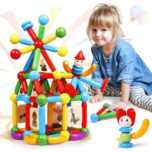 MAGBLOCK 136PCS Magnetic Sticks Toy Building Blocks Capable of Interconnection Magnet Tiles Balls Construction STEM Educational Learning Toys for 3+ Year Old Boys & Girls - Ideal Children's Gift Set