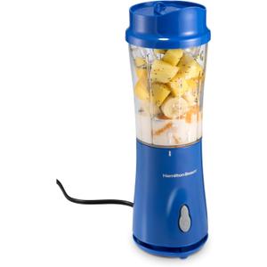 Hamilton Beach Portable Blender for Shakes and Smoothies, 14 Oz BPA Free Travel Cup & Lid, Durable Stainless Steel Blades, Personal Smoothie Blender, Blue, 51132G