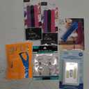 Woman's Beauty and Hygiene Kit, 12 Count of Dip and Dab 7Inch Emery Boards, Two Pcs set of Travel Sized Comb and Brush, Key and Castle Cordless Adhesive Light Switch, 4 Count Sticky hooks and 21 Pack Grin Tounge Cleaners.