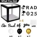 2025 Graduation Party Decoration Black Balloon Boxes with Letters 2025 Grad & So Proud of You and 20 pcs Ballons