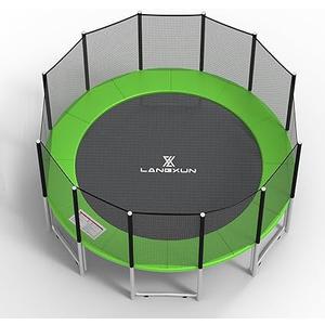 LANGXUN Universal Trampoline Repalcement Safety Pad, 8ft 10ft 12ft 14ft 15ft 16ft Waterproof Surround Spring Foam Cover for Round Frame (Green, 14ft)