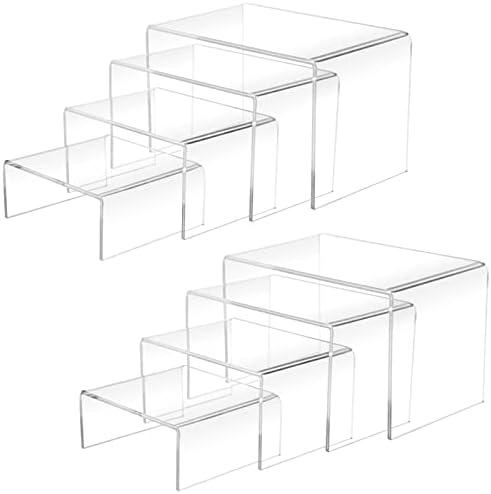 8Pcs Acrylic Display Risers(6",5",4"3") Clear Product Stand,Cupcakes Holder Dessert Display Transparent Showcase Stands, Candy Bar Risers, Acrylic Lifts Display for Figures
