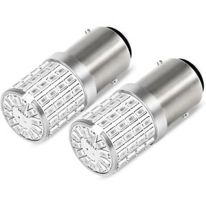 PHINLION 1157 Red LED Light Bulbs, Super Bright P28/8W 2057 2357 1034 7528 BAY15D Bayonet Dual Contact Bulb for Brake Tail Stop Rear Turn Signal Blinker Lights, Pack of 2