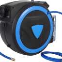 Hybrid Air Compressor Hose Reel - 3/8 In x 80 Ft, Time-Tested Automatic Lock, Strong and Tangle-Free Retraction, Flexible Hose & 5 Ft Extension Lead (80ft 3/8inch)