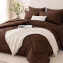 FUANNA Queen Comforter Set 7 Pieces, Brown Comforter, Soft Bed in a Bag