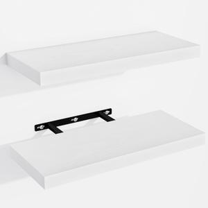 Floating Shelves for Wall, Wall Mounted Shelves with Invisible Brackets, 2 Small Wood Floating Wall Shelf Shelves for Living Room, Bedroom, Kitchen, Bathroom (White, 15" W x 6" D x 1" H)