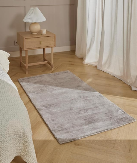 Rug in Taupe, Short Pile Rug for Living Room, Bedroom, Children's Room, Dining Room or Hallway 4x9 floor rug