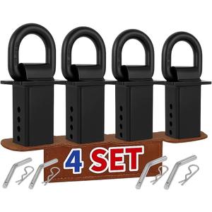 Stake Pocket D Rings Heavy Duty WLC 5200LB Trailer Tie Down Anchors for Flatbed Trucks & Utility Trailers, 2"x4" Stake Pocket Mount with 1/2" Hitch Pin | 4PCS Trailer Accessories D Rings(Black)