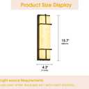 15.7inch Alabaster Wall Sconces Set of Two, 3 CCT Dimmable Square Natural Marble Lampshade Wall Sconce, Modern Hardwired LED Alabaster Sconces for Dining Room Stairs Bedroom Black