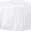 Biscaynebay Wrap Around Bed Skirts for Queen Size Beds with Extra Long Drop of 21", White Adjustable Elastic Dust Ruffles Easy Fit Wrinkle Resistant Silky Luxurious Fabric Machine Washable