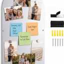 Therwen 30'' x 15'' Magnet Board for Wall Frameless Steel Magnet Bulletin Boards Dry Erase Silver Metallic Magnetic Display Board with Self Adhesive Hook and Loop Strips for Office Home