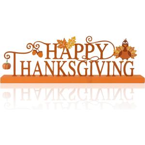 KHJCXS Metal Holiday Table Sign Decor, Decorations Tabletop Centerpiece for Home, Office, Shelf, Tiered Tray, Mantel, Indoor, Merry Christmas, Happy Thanksgiving