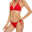 LIZENS Bikini Set for Women Tie Side Triangle String Sexy Swimsuit Womens Black Bikini Bathing Suit Tow Piece Bikinis Sets (Red, XL)