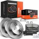 A-Premium 11.89 inch (302mm) Rear Solid Disc Brake Rotors + Ceramic Pads Kit Compatible with Select Hyundai Models - Santa Fe 2007 2008 2009, 6-PC Set