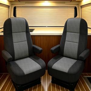 2Pcs RV Seat Covers for Captain Chair with Arm Rest Covers, Comfort-Fit Stretchable Design for Class A Motorhomes, Durable Side Storage Pockets & Easy Installation - Gray