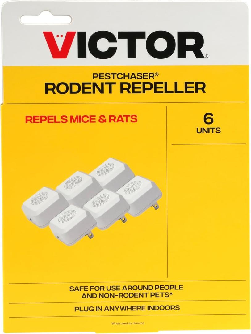Victor M756K PestChaser Rodent Repellent with Nightlight - Rodent Repellent Indoor Ultrasonic - Rodent Repeller - Mouse Deterrent Plug in - Mouse Plug in Repellent for House - 6 Count (Pack of 1)