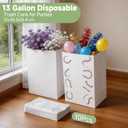 13 Gallon Disposable Trash Cans, 5-Pack - Foldable Cardboard Bins, Waterproof Coated with Matching Bags, Portable White Bins for Party, Camping, Kitchen, Home & Outdoor Use