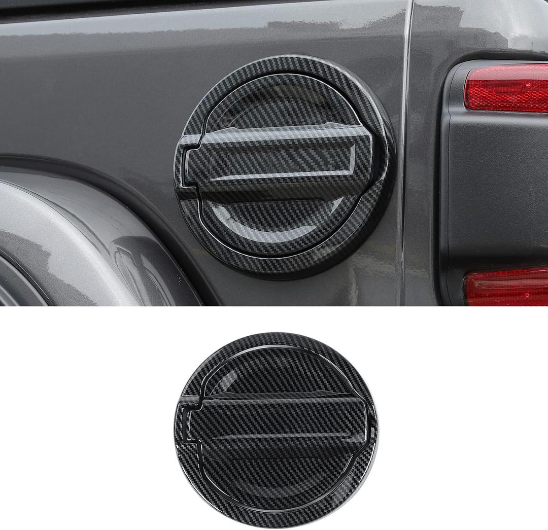 Carbon Fiber Fuel Filler Door Gas Tank Cap Cover Trim Stickers Decoration Exterior Accessories for Jeep Wrangler JL JLU 2018-2022