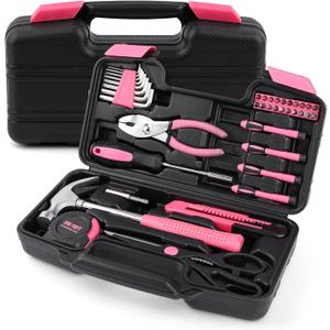 40PCS Tool Set, Small Tool Kit, General Household Tool Box for Home Repair, Ideal Gift Choice (Pink)