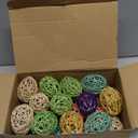 RoundFunny 24 Pcs Pastel Rattan Eggs Ball Egg Vase Bowl Tray Filler Farmhouse Rustic Woven Decorative Eggs for Home Party Table Centerpiece Decorations Favors Celebrations