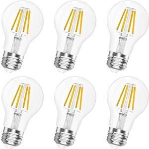 A19 E26 Base Dimmable Edison LED Bulb, 4W (40 Watt Equivalent) 3000K Soft Warm White, Vintage Clear Glass LED Filament Bulb for Home, Wall Sconce, Chandelier, 6 Pack (6W=60W 3000K Soft White)