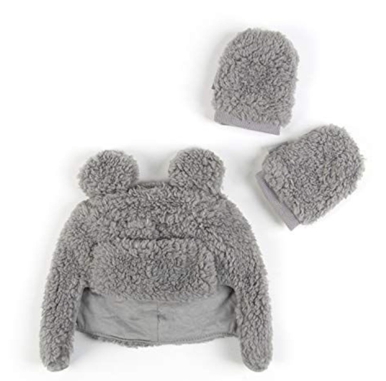 Tadpoles Super Soft Plush Sherpa Hat & Mittens Set, grey
