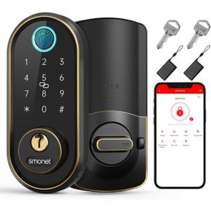 Smart Keyless Entry Door Lock - Fingerprint Electronic Deadbolt Touchscreen Keypad SMONET Biometric Digital Bluetooth Door Lock Smart Deadbolt Compatible with Alexa for Homes and Hotel (Oil Rubbed Bronze)