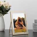 YiPinYin Gold 5x7'' Floating Frame Set of 2, For Photo Sizes 3.5x5'', 4x6'', 5x7'', Luxury Modern Gold Metal Frames for Tabletop/Shelf, Wedding, Birthday, Home or Office Decoration