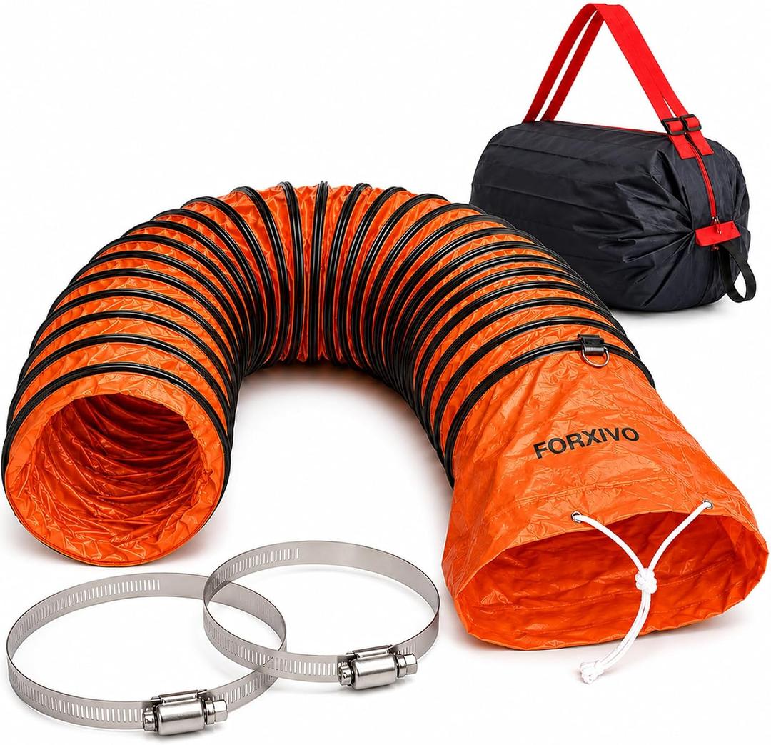 8 Inch Flexible PVC Duct Hose, 25 FT Orange Exhaust Hose