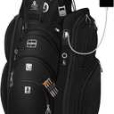 Vancropak Golf Cart Bag, Golf Gifts for Men with 15 Way Divider Top, USB Charging Port, Waterproof Protective Rain Cover, Shoe Compartment, Cooler Pocket, Tracker Slot, Umbrella Holder, Golfer Gifts