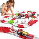 Christmas Track Toy Set - 262 PCS Christmas Race Track Playset - Christmas Theme Race Track Toy Set - Flexible DIY Christmas Train Track Set for Boys Girls, Great Toys for Kids Age 3+