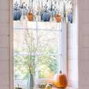 Fall Valance Curtain Pumpkin Blue Kitchen Curtain Thanksgiving Autumn Leaves Window Treatment Topper Curtains for Kitchen Living Room Bathroom Fall Seasonal Decor 1 Panel 54x18 Inch